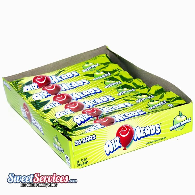 Airheads Green Apple Taffy Bars 36 Count Box | Taffy Candy ...